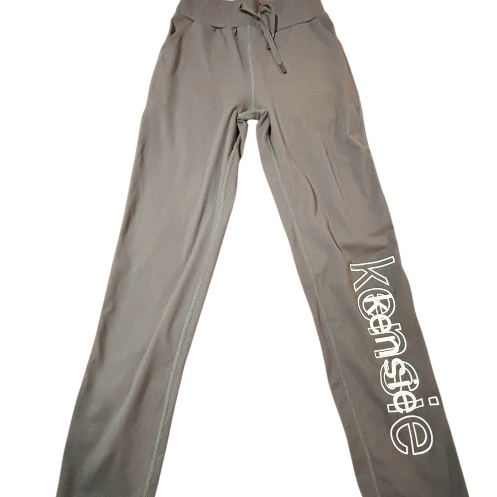 Kensie Gray Active Jogger Leggings with Side Logo